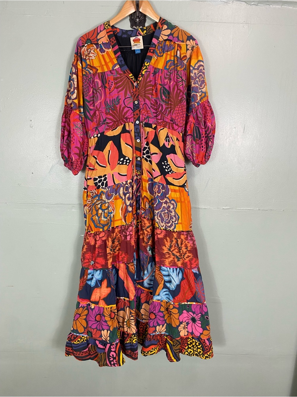Farm Rio Button Front Maxi Printed Medium Floral Sundress - Picture 2 of 8